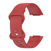 For Fitbit Charge 6 Solid Color Butterfly Buckle Silicone Watch Band, Size:L Size(Red)