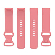 For Fitbit Charge 6 Solid Color Butterfly Buckle Silicone Watch Band, Size:L Size(Pink)