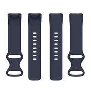 For Fitbit Charge 6 Solid Color Butterfly Buckle Silicone Watch Band, Size:L Size(Dark Blue)
