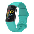 For Fitbit Charge 6 Solid Color Butterfly Buckle Silicone Watch Band, Size:L Size(Teal Green) - Watch Bands by PMC TechLife | Online Shopping South Africa | PMC TechLife | Buy Now Pay Later Mobicred