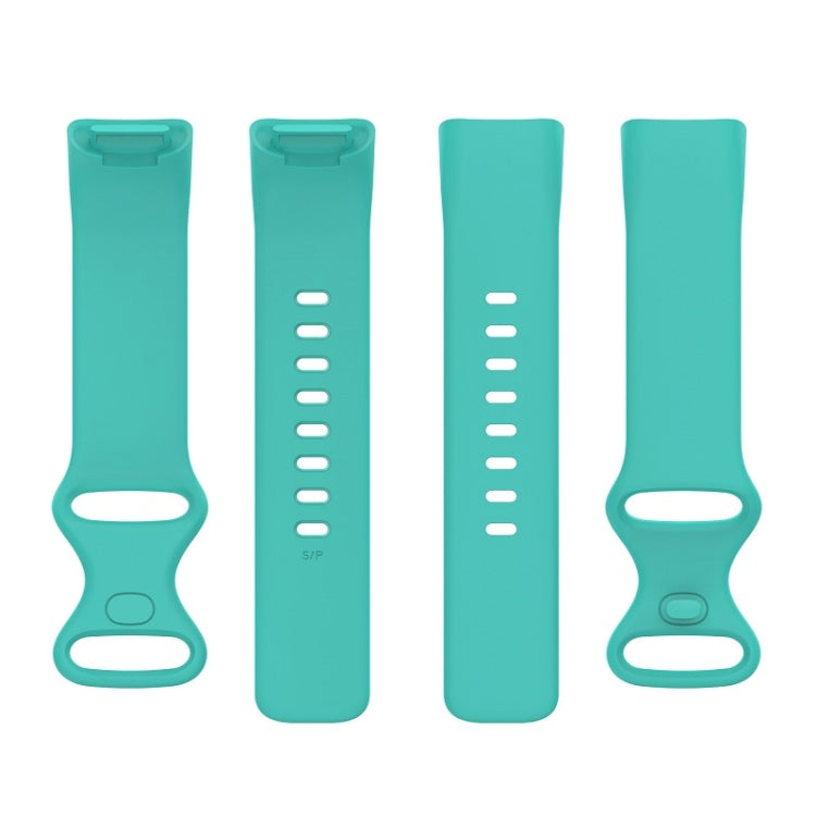 For Fitbit Charge 6 Solid Color Butterfly Buckle Silicone Watch Band, Size:L Size(Teal Green)
