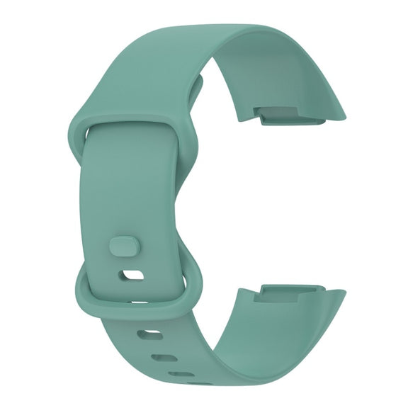 For Fitbit Charge 6 Solid Color Butterfly Buckle Silicone Watch Band, Size:L Size(Pine Green)