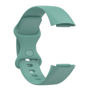 For Fitbit Charge 6 Solid Color Butterfly Buckle Silicone Watch Band, Size:L Size(Pine Green)