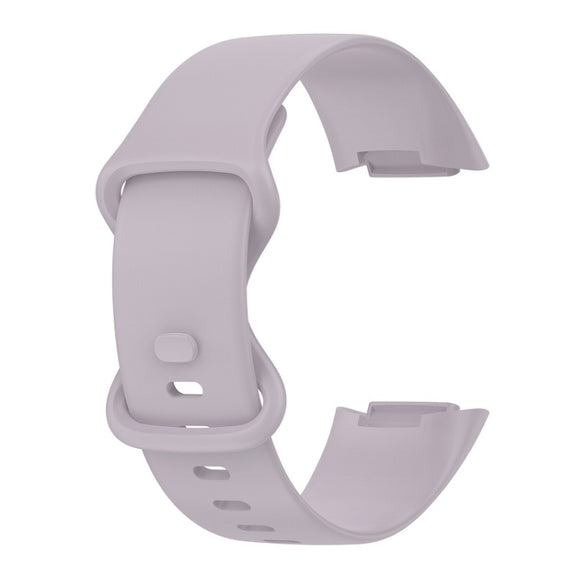 For Fitbit Charge 6 Solid Color Butterfly Buckle Silicone Watch Band, Size:L Size(Light Purple)
