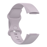 For Fitbit Charge 6 Solid Color Butterfly Buckle Silicone Watch Band, Size:L Size(Light Purple)