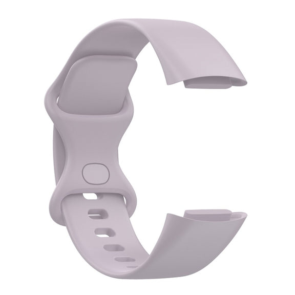 For Fitbit Charge 6 Solid Color Butterfly Buckle Silicone Watch Band, Size:L Size(Light Purple)