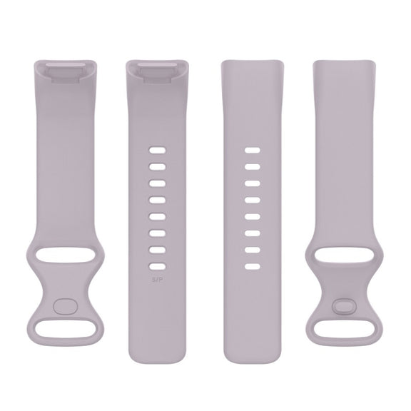 For Fitbit Charge 6 Solid Color Butterfly Buckle Silicone Watch Band, Size:L Size(Light Purple)