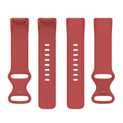 For Fitbit Charge 6 Solid Color Butterfly Buckle Silicone Watch Band, Size:S Size(Red)