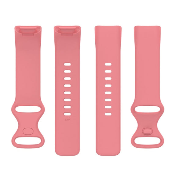 For Fitbit Charge 6 Solid Color Butterfly Buckle Silicone Watch Band, Size:S Size(Pink)