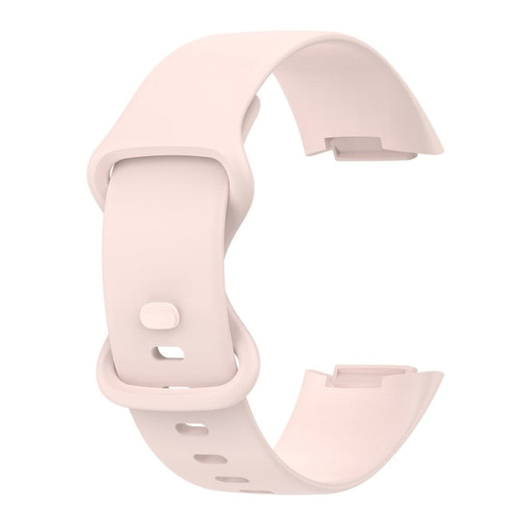 For Fitbit Charge 6 Solid Color Butterfly Buckle Silicone Watch Band, Size:S Size(Light Pink)