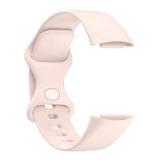 For Fitbit Charge 6 Solid Color Butterfly Buckle Silicone Watch Band, Size:S Size(Light Pink)