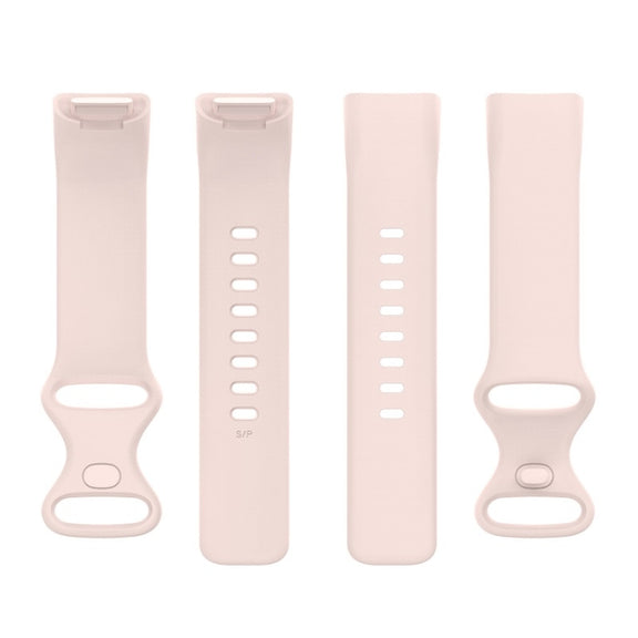For Fitbit Charge 6 Solid Color Butterfly Buckle Silicone Watch Band, Size:S Size(Light Pink)