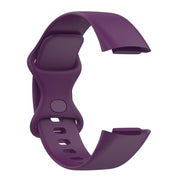For Fitbit Charge 6 Solid Color Butterfly Buckle Silicone Watch Band, Size:S Size(Dark Purple)