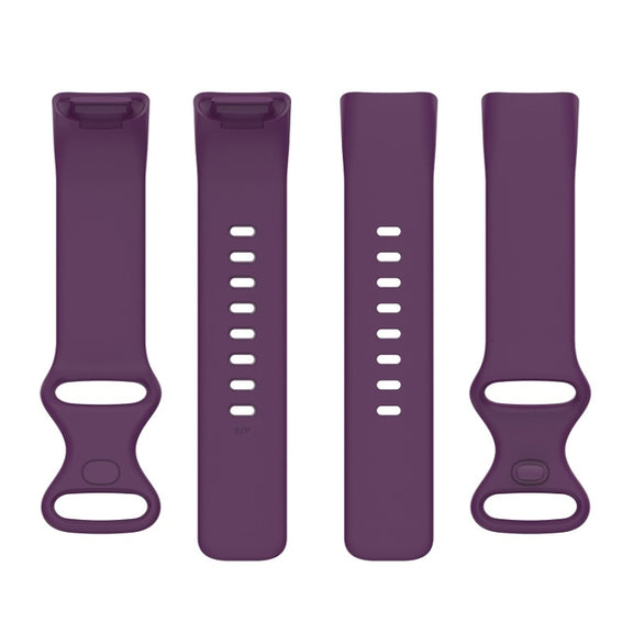 For Fitbit Charge 6 Solid Color Butterfly Buckle Silicone Watch Band, Size:S Size(Dark Purple)