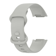 For Fitbit Charge 6 Solid Color Butterfly Buckle Silicone Watch Band, Size:S Size(Gray)