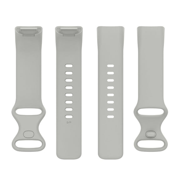 For Fitbit Charge 6 Solid Color Butterfly Buckle Silicone Watch Band, Size:S Size(Gray)