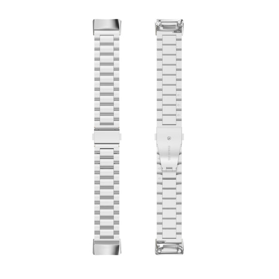 For Fitbit Charge 6 Three Beads Stainless Steel Metal Watch Band(Silver)