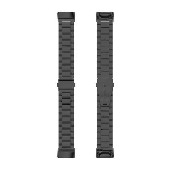 For Fitbit Charge 6 Three Beads Stainless Steel Metal Watch Band(Black)