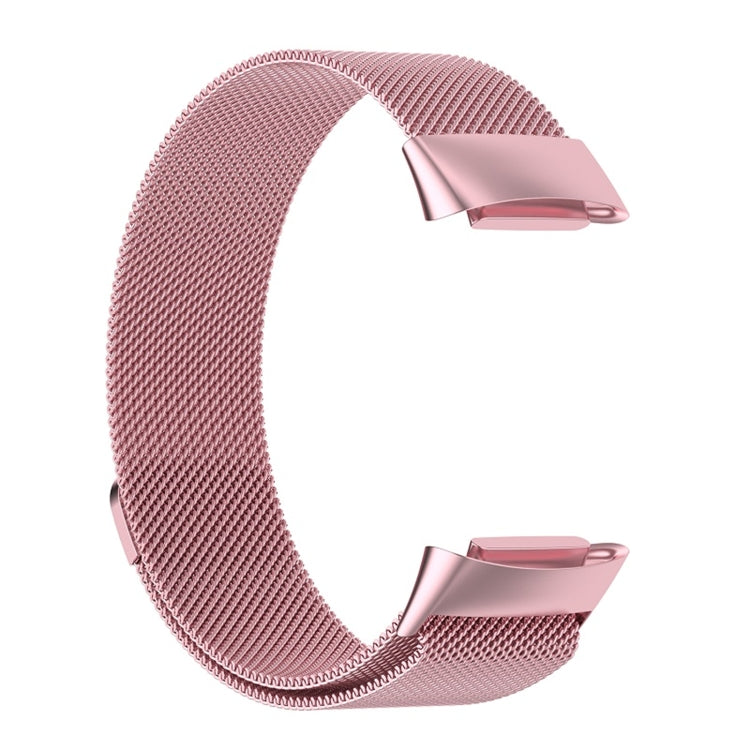 For Fitbit Charge 6 Milan Magnetic Metal Steel Mesh Watch Band(Pink)
