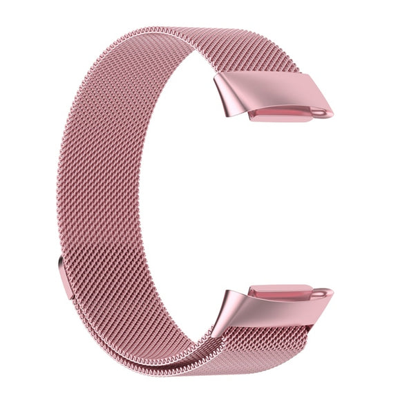 For Fitbit Charge 6 Milan Magnetic Metal Steel Mesh Watch Band(Pink)