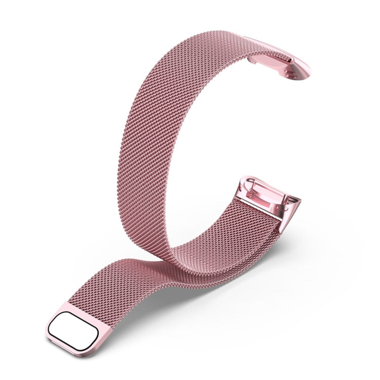 For Fitbit Charge 6 Milan Magnetic Metal Steel Mesh Watch Band(Pink)