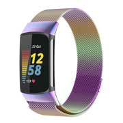 For Fitbit Charge 6 Milan Magnetic Metal Steel Mesh Watch Band(Colorful)