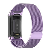 For Fitbit Charge 6 Milan Magnetic Metal Steel Mesh Watch Band(Purple)