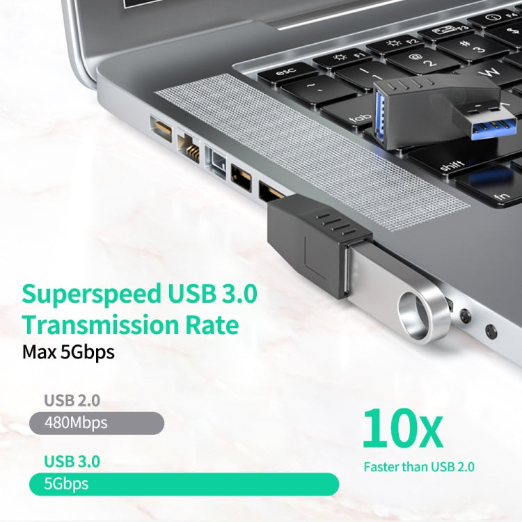 ENKAY USB 3.0 Adapter 90 Degree Angle Male to Female Combo Coupler Extender Connector, Angle:Horizontal Left + Right