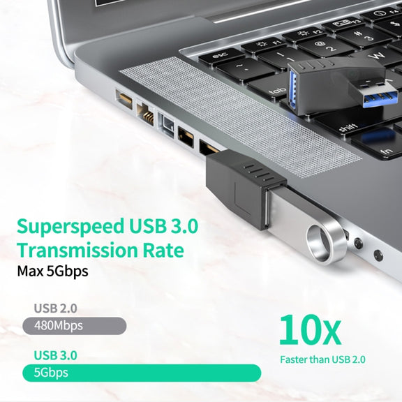 ENKAY USB 3.0 Adapter 90 Degree Angle Male to Female Combo Coupler Extender Connector, Angle:Horizontal Left + Right