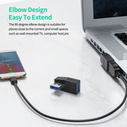 ENKAY USB 3.0 Adapter 90 Degree Angle Male to Female Combo Coupler Extender Connector, Angle:Horizontal Left + Right