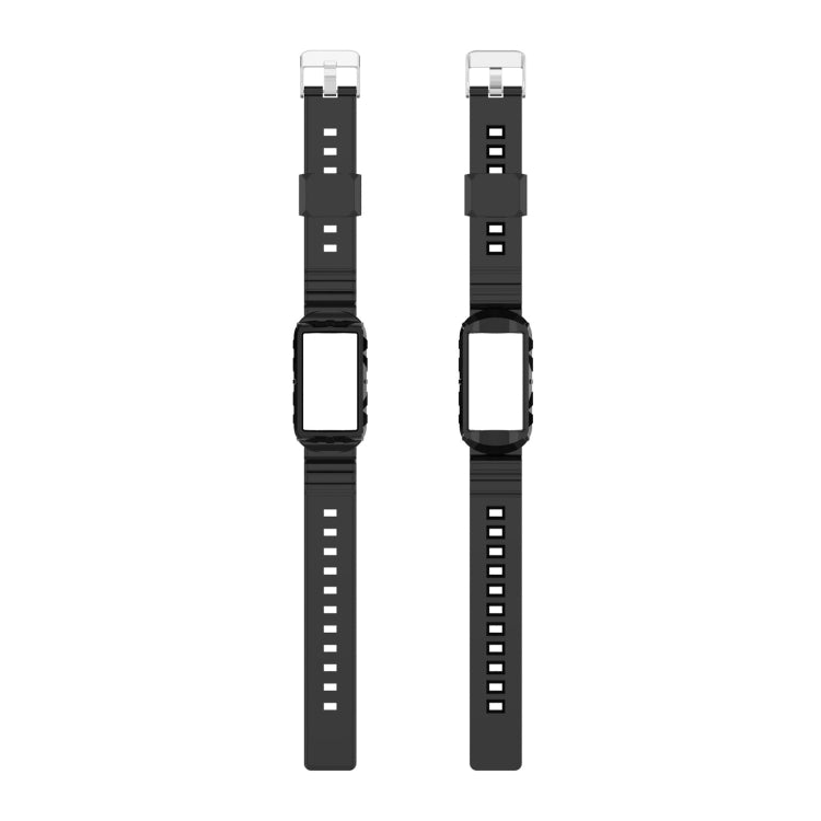 For Fitbit Charge 6 / 5 / 4 / 3 Armor Integrated TPU Watch Band(Black)