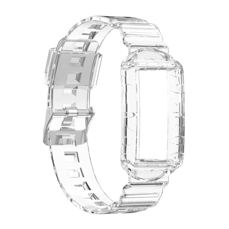 For Fitbit Charge 6 / 5 / 4 / 3 Armor Integrated TPU Watch Band(Transparent)