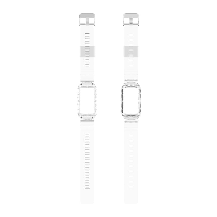 For Fitbit Charge 6 / 5 / 4 / 3 Armor Integrated TPU Watch Band(Transparent)