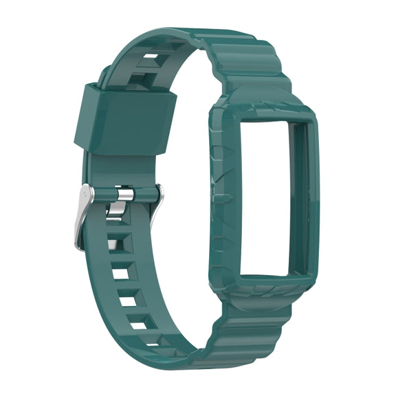 For Fitbit Charge 6 / 5 / 4 / 3 Armor Integrated TPU Watch Band(Pine Green)