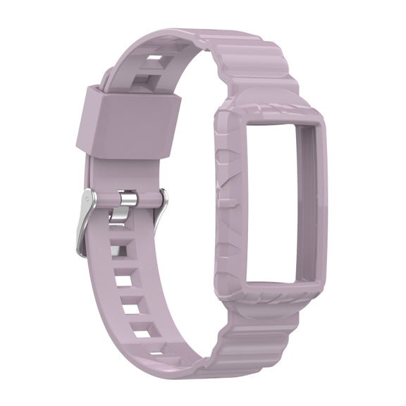 For Fitbit Charge 6 / 5 / 4 / 3 Armor Integrated TPU Watch Band(Light Purple)