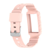 For Fitbit Charge 6 / 5 / 4 / 3 Armor Integrated TPU Watch Band(Light Pink)