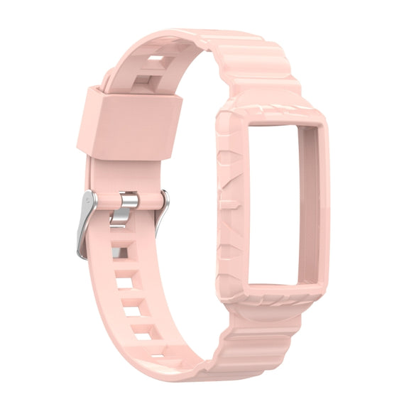 For Fitbit Charge 6 / 5 / 4 / 3 Armor Integrated TPU Watch Band(Light Pink)