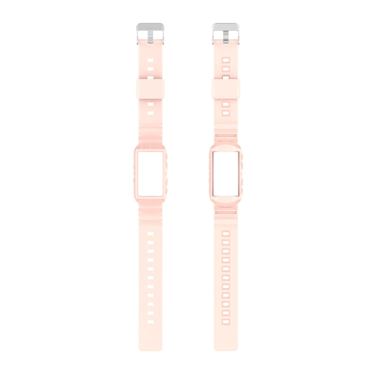 For Fitbit Charge 6 / 5 / 4 / 3 Armor Integrated TPU Watch Band(Light Pink)