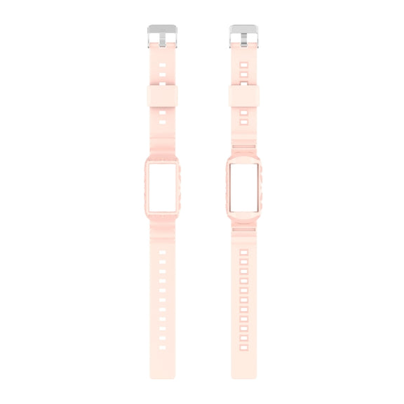 For Fitbit Charge 6 / 5 / 4 / 3 Armor Integrated TPU Watch Band(Light Pink)