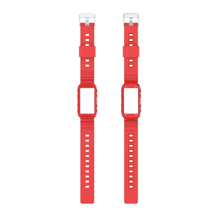 For Fitbit Charge 6 / 5 / 4 / 3 Armor Integrated TPU Watch Band(Red)