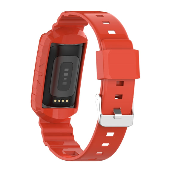 For Fitbit Charge 6 / 5 / 4 / 3 Armor Integrated TPU Watch Band(Orange)