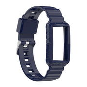 For Fitbit Charge 6 / 5 / 4 / 3 Armor Integrated TPU Watch Band(Navy Blue)
