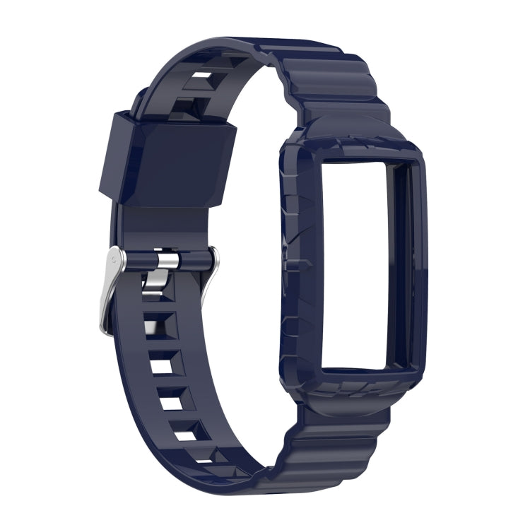 For Fitbit Charge 6 / 5 / 4 / 3 Armor Integrated TPU Watch Band(Navy Blue)