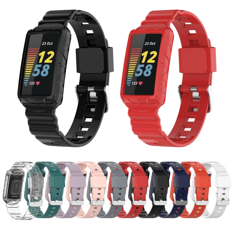 For Fitbit Charge 6 / 5 / 4 / 3 Armor Integrated TPU Watch Band(Black)