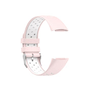 For Fitbit Charge 6 Dual Color Breathable Silicone Watch Band(Pink+White)