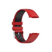 For Fitbit Charge 6 Dual Color Breathable Silicone Watch Band(Red+Black)