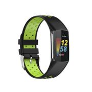 For Fitbit Charge 6 Dual Color Breathable Silicone Watch Band(Black+Lime)