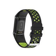 For Fitbit Charge 6 Dual Color Breathable Silicone Watch Band(Black+Lime)