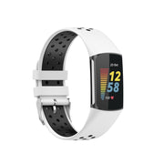 For Fitbit Charge 6 Dual Color Breathable Silicone Watch Band(White+Black)
