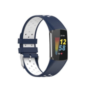 For Fitbit Charge 6 Dual Color Breathable Silicone Watch Band(Blue+White)